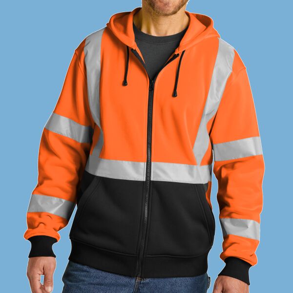 A107 Class 3 Heavy Duty Fleece Full Zip Hoodie Thumbnail