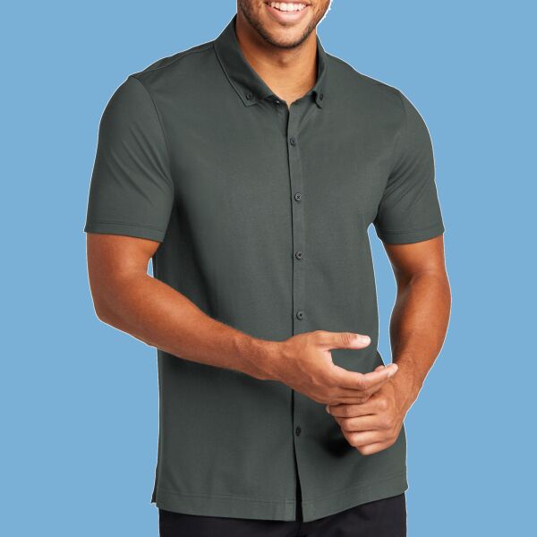 Stretch Pique Full Button Polo Thumbnail