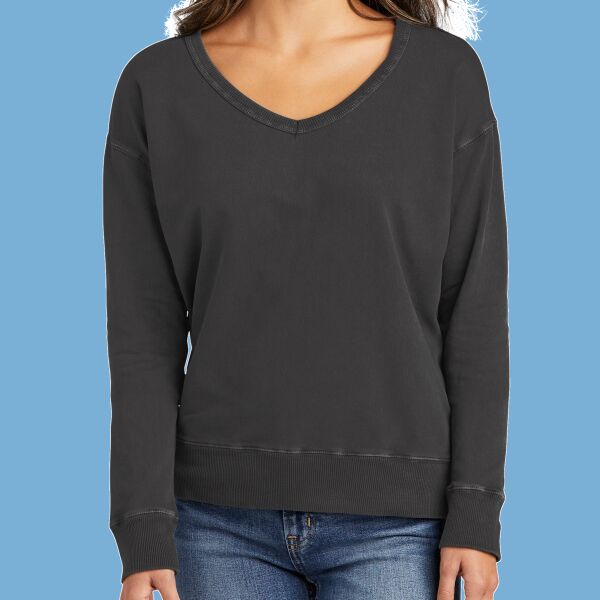 Garment Dyed V Neck Sweatshirt Thumbnail