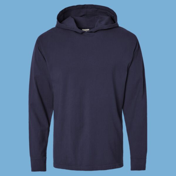 Garment-Dyed Jersey Hooded Long Sleeve T-Shirt Thumbnail