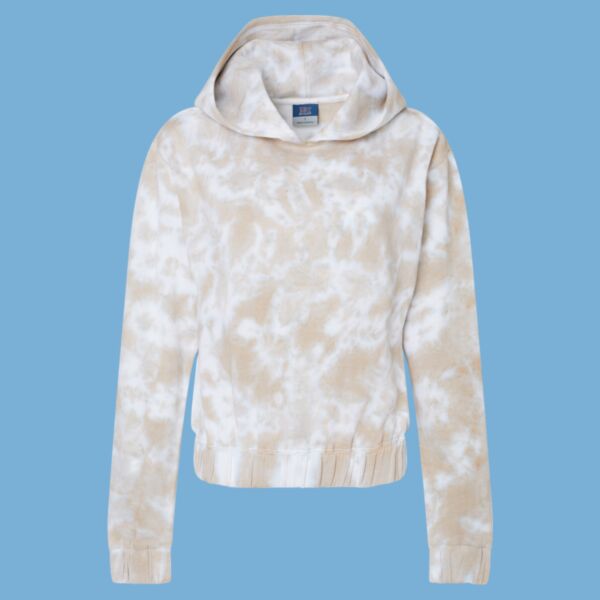 Women's Sueded Fleece Tie-Dyed Crop Hooded Sweatshirt Thumbnail