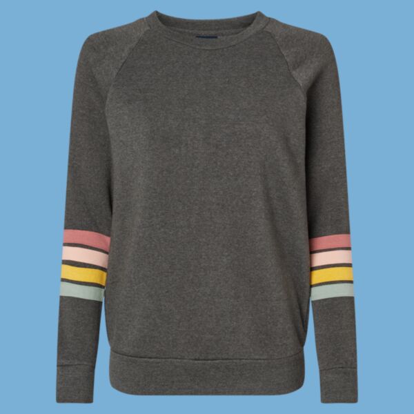 Women's Striped Sleeves Crewneck Sweatshirt Thumbnail
