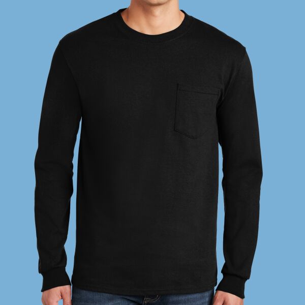 Ultra Cotton ® 100% US Cotton Long Sleeve T Shirt with Pocket Thumbnail