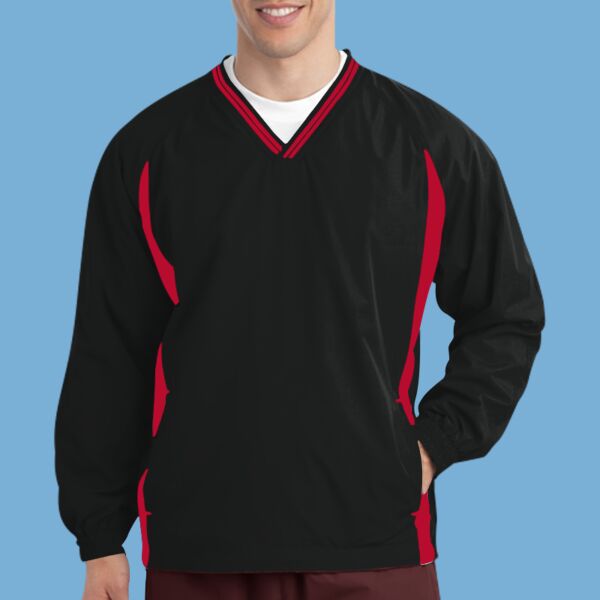 Tipped V Neck Raglan Wind Shirt Thumbnail