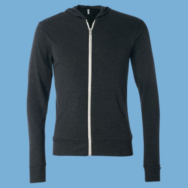 Triblend Lightweight Full-Zip Hooded Long Sleeve Tee Thumbnail