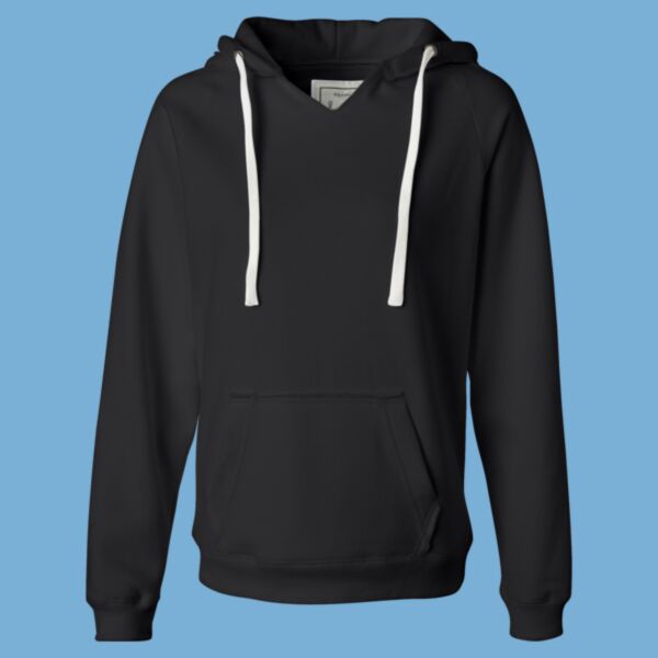Women's Sueded V-Neck Hooded Sweatshirt Thumbnail