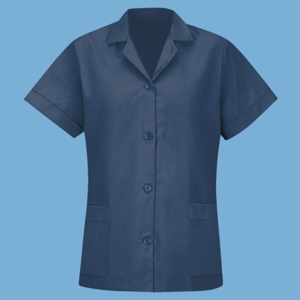 Women's Loose Fit Short Sleeve Button Smock Thumbnail