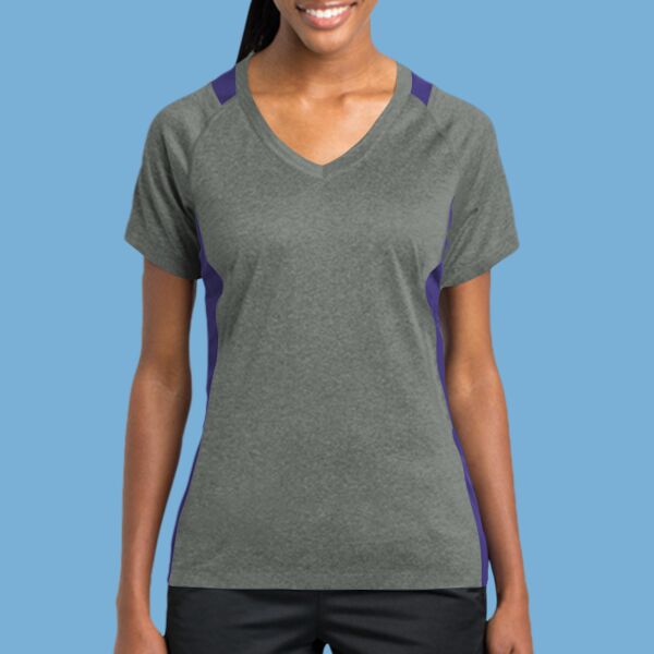 Women's Heather Colorblock Contender V Neck Tee Thumbnail