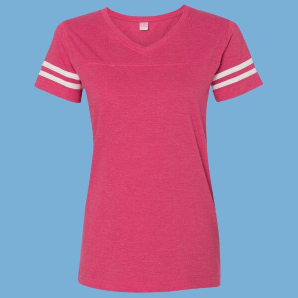Women's Football V-Neck Fine Jersey Tee Thumbnail