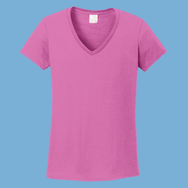 Women's Heavy Cotton 100% Cotton V Neck T Shirt Thumbnail