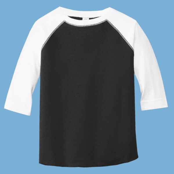 Toddler Baseball Fine Jersey Three-Quarter Sleeve Tee Thumbnail
