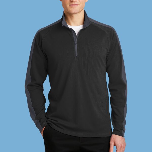 Sport Wick ® Textured Colorblock 1/4 Zip Pullover Thumbnail