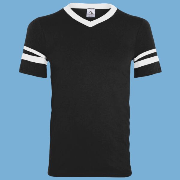 Youth V-Neck Jersey with Striped Sleeves Thumbnail