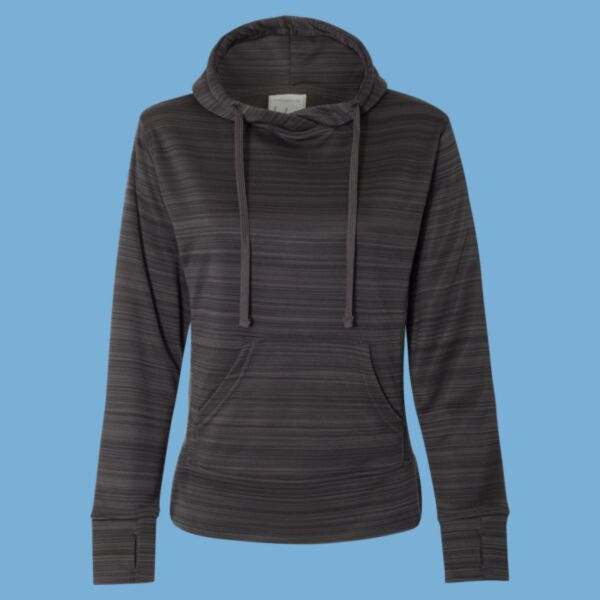 Women's Odyssey Striped Performance Fleece Lapover Hooded Sweatshirt Thumbnail