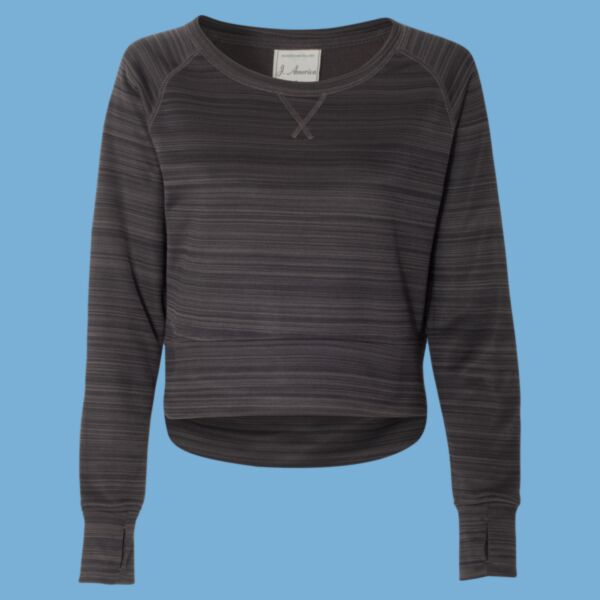 Women's Odyssey Striped Performance Fleece Hi-Low Crewneck Sweatshirt Thumbnail