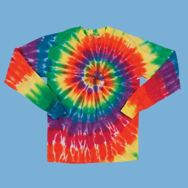 Multi-Color Spiral Tie-Dyed Long Sleeve T-Shirt Thumbnail