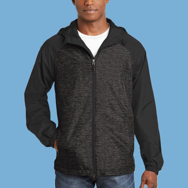 Heather Colorblock Raglan Hooded Wind Jacket Thumbnail