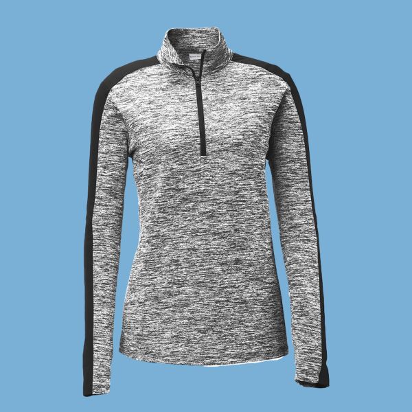 Women's PosiCharge ® Electric Heather Colorblock 1/4 Zip Pullover Thumbnail