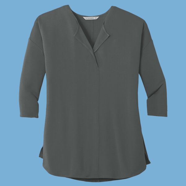 Women's Concept 3/4 Sleeve Soft Split Neck Top Thumbnail