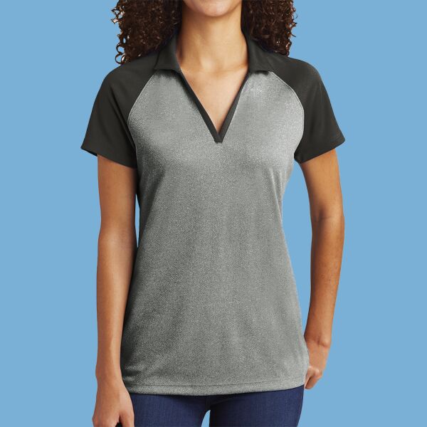 Women's PosiCharge ® RacerMesh ® Raglan Heather Block Polo Thumbnail