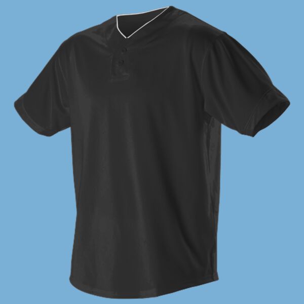 Two Button Mesh Baseball Jersey With Piping Thumbnail