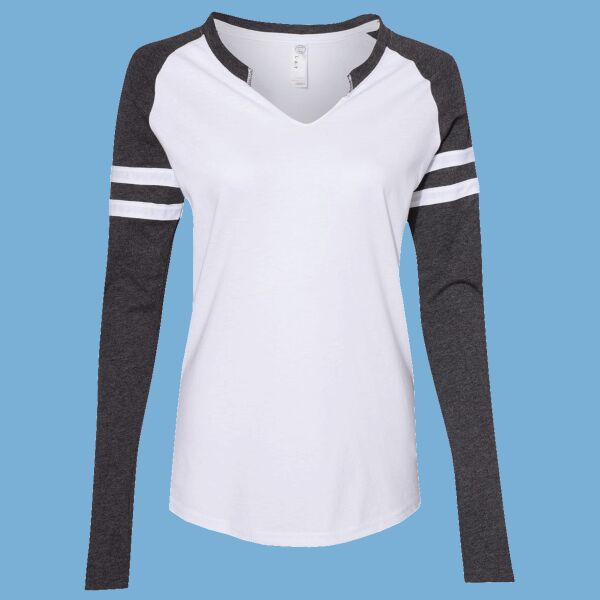 Women's Fine Jersey Mash Up Long Sleeve T-Shirt Thumbnail