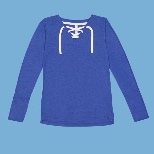 Women's Fine Jersey Lace-Up Long Sleeve T-Shirt Thumbnail