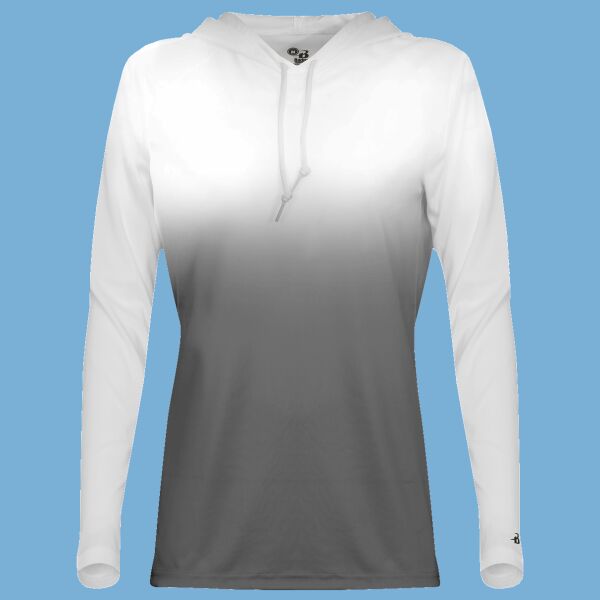 Women's Ombre Long Sleeve Hooded T-Shirt Thumbnail