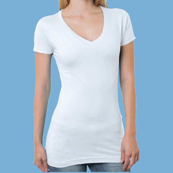 Juniors' USA-Made V-Neck T-Shirt Thumbnail