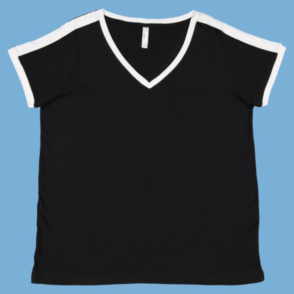 Women's Curvy Retro Ringer Premium Jersey V-Neck Tee Thumbnail
