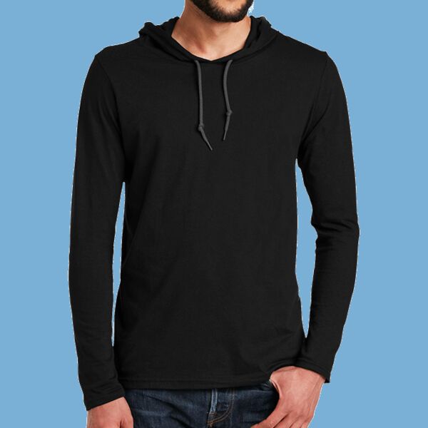 100% Ring Spun Cotton Long Sleeve Hooded T Shirt Thumbnail