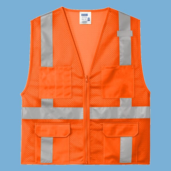Ansi 107 Class 2 Mesh Six Pocket Zippered Vest Thumbnail