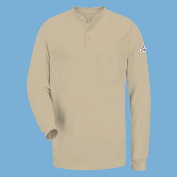 Long Sleeve Tagless Henley Shirt - Tall Sizes Thumbnail