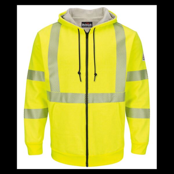 Hi-Visibility Zip-Front Hooded Fleece Sweatshirt with Waffle Lining - Tall Sizes Thumbnail