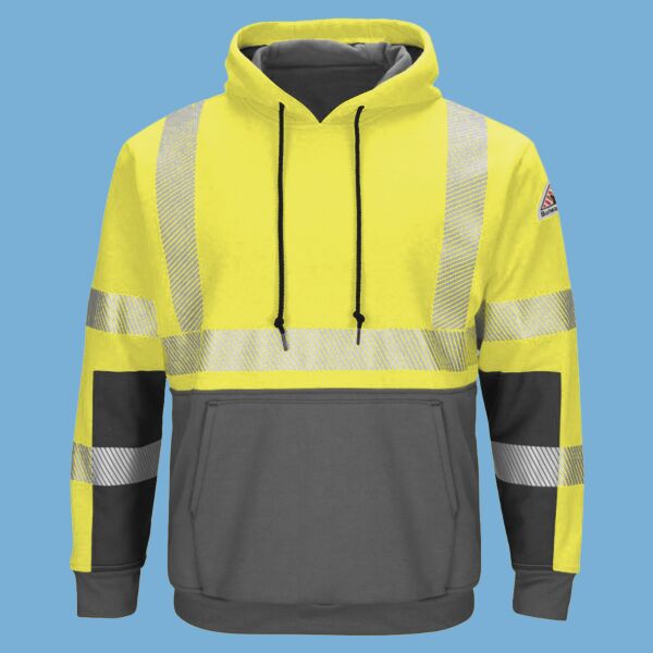 Hi-Visibility Color Blocked Pullover Hooded Fleece Sweatshirt - Tall Sizes Thumbnail