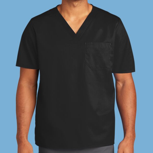 Unisex WorkFlex Chest Pocket V Neck Top Thumbnail